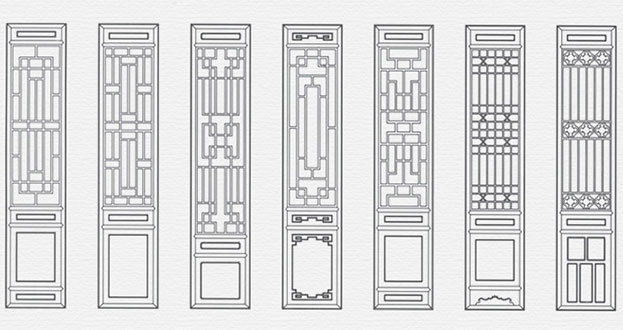 鹿城常用中式仿古花窗图案隔断设计图